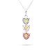 Sterling Silver 3 Stone Custom Simulated Birthstone Heart Drop Mother's Pendant (16