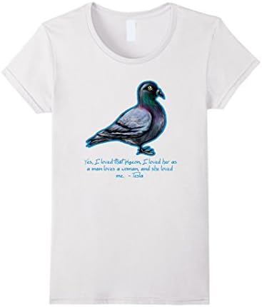 Women's Nikola Tesla Science Pigeon Tee Shirt Small White