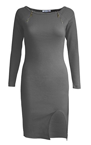 Goddess Area Women's Classic Slim Fit Long Sleeve Bodycon Midi Pencil Sweater Dress (A3, Grey3) review.