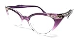 Cateye or High Pointed Eyeglasses or Sunglasses Vintage Inspired Fashion (Purple Fade Frame Clear)