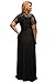 LALAGEN Women's Lace Sleeve V Neck Plus Size Evening Maxi Dress Gown Black XXL