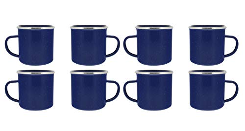 Direct 2 Boater Camping Tableware 24 Item Set - Includes 8 ea of 24 oz Mugs, 6" Bowls & 10" Plates - Metal w/Blue Enamel Finish - Thumbnail 2