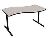 Nomad by Palmer Hamilton ATTGO293060WAVE-GGBLKEG Fixed Leg Standard Weight Aero GO T-Base Table with Built in Casters, Black Frame, Black Edge Guard, Wave, 60