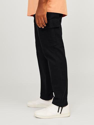 Pantaloni Cargo da Combattimento da Uomo, vestibilità Comoda, con Chiusura a Bottone, Taglia da 68 a 102 cm, Nero, W34 / L34