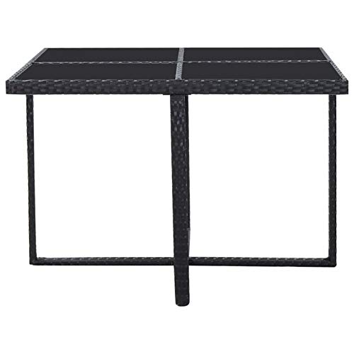 Tidyard Gartenmöbel 9-TLG. mit Auflagen Gartenset Sitzgruppe Sitzgarnitur Gartengarnitur Gartentisch Milchglas-Tischplatte Stühle Poly Rattan Schwarz – Bild 7