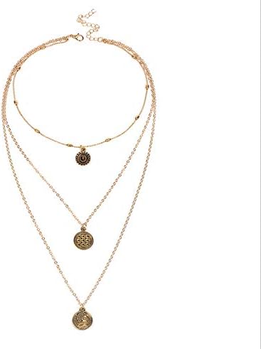 Zmnbaa U7 Collar European And American Fashion Simple Alloy Portrait Medal Multi-Level Necklace