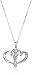 Amazon Collection 10k White Gold and Diamond Double Heart Pendant Necklace (1/8 cttw I-J Color, I2-I3 Clarity), 18