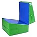 GYMAX Gymnastics Mat, Folding Incline Cheese Wedge Mat with Waterproof Detachable Leather & Carry Handle, Easy to Clean 48‘’ x 24’’ Tumbling Mat for Exercise, Yoga, Kids Home Gym Fitness (Blue+Green)