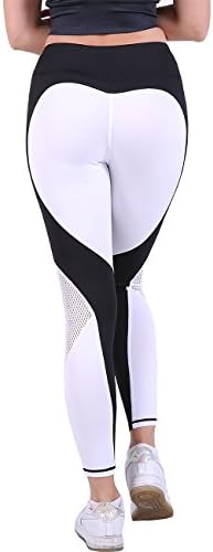 Women's Sexy Workout Leggings Mesh Splicing Yoga Sport Pants Heart Shape Butt (S,Black)