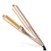 2- in -1 Hair Curler and Straightener Iron Pro Professional Flat Iron with 3D Float Titanium Plates,Ionic Straightener,Automatic Release Negative Ions V6(Gold)