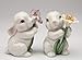 Cute Bunny Rabbits Couple with Flowers Salt & Pepper Shakers