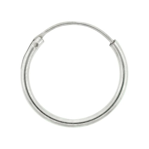 Sterling Silver Endless Hoop Earrings for men and women, thin 1 mm tube 1/2 inch round