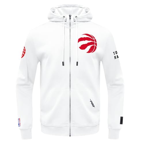Pro Standard Mens NBA Toronto Raptors Classic Chenille Full Zip Hoodie White