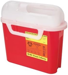 BD Patient Room Sharps Collector, 5.4 Qt, Side Entry, Red, 20/cs 305443