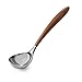 nambe Curvo Kitchen Ladle | 12.5 Inch Ladle for Serving Soups, Stews, and Sauces | Made of Stainless Steel and Acacia Wood | Designed by Steve Cozzolino