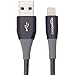 Amazon Basics Double Nylon Braided USB-A Cable with Lightning Connector, Premium Collection, MFi Certified Apple iPhone Charger, 3 Foot, Dark Grey