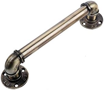 8'' Brass Finish Industrial Pipe Barn Door Handle