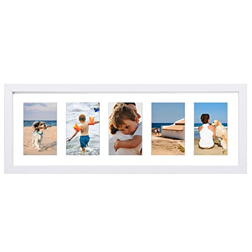 Fun Memories Picture Frame Pack of 2, Solid Wood Photo Frame for Table Top Display or Wall Mounted (Vintage White, 8x24-1P)