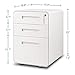 M&W 3 Drawer Mobile File Cabinet with Lock, Rhombic Edge Metal Filing Cabinet for Legal/Letter/A4 Size, Fully Assembled Except Wheels, White