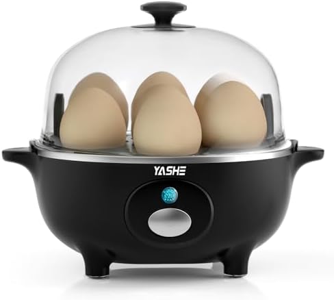 Cuiseur Oeuf, cuisinier d'œufs de 360 W, 7 œufs faciles à peler, œufs mollets, œufs moyens, œufs durs, poached, cuiseur vapeur, buzzer, lumière indicatrice, sans BPA