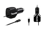 iFlash 24W / 2.4A + 2.4A (4.8A max) Portable Dual-Port USB Car Charger With Built-in Micro USB Cable Compatible for Samsung Galaxy S6 Plus / S6 Edge / S6 S5 S4 S3 S2 Note 5 4 3 2/ HTC One M9 M8 M7/ Moto X G E/ LG G4 G3 G2 and Extra USB Port for Apple iPhone 6S Plus / 6 Plus / 6S / 6 / 5S 5C 5 4S/ iPad Air Mini 2 3 4 and More (Apple Cable Not Included) - (Black)