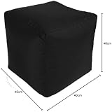Beautiful Beanbags Cube Footstool - Water-Resistant Black Pouffe UK Made view 3