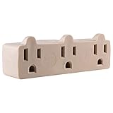 GE Heavy Duty 3 Outlet Adapter, Power Splitter, Grounded Wall Tap, UL Listed, Light Almond, 54203, 1 Pack