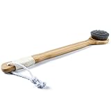 Mikobox Super Soft Charcoal Synthetic Fiber Bristles Bath Shower Massage Brush Long Bamboo Handle MB-12