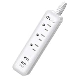 ONSMART 3 AC Outlets Surge Protector 2 USB Power Strip 2.4A Max Output- 300J Surge Protection- 3 Ft ETL Power Cord- White