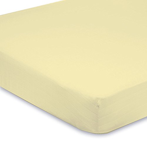 500-Thread-Count Egyptian Cotton Super Soft Extra Deep Pocket Fitted Sheet/Bottom Sheet Twin Extra Long Solid Ivory Fit Up to 15" inches Deep Pocket Fully Elastic All Around