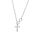 BERRICLE Sterling Silver Infinity Cross Lariat Necklace for Women, Rhodium Plated 17 inch