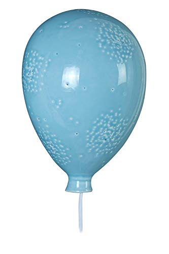 Kids Night Light, Balloon Design, Ceramic, Wall Mounted - Glossy Blue