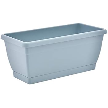 TABOR TOOLS Plastic 16 Inch Window Box Planter with Attached Saucer, for Indoor and Outdoor Use, Rectangular. VER401A. (Pastel Blue)
