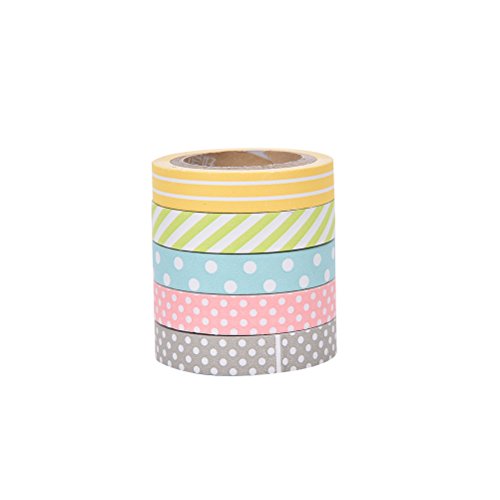 5 pcs Color Handmade Paper Tapes Decorative Washi Tape Colored Adhesiv