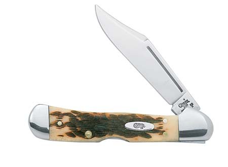 Case amber bone mini copperlock knife