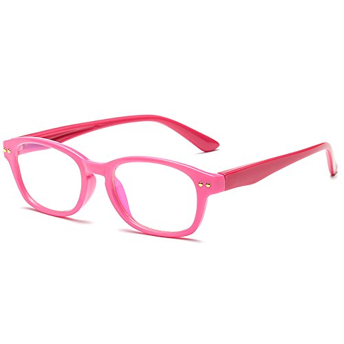 Fantia Kids Eyeglass Frame Children Soft Non-Optical Frames Clear Lens (Pink) - Thumbnail 2
