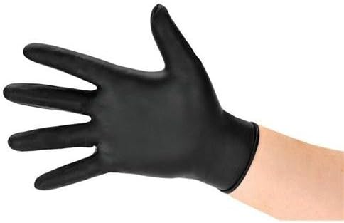 Axtry Black Nitrile Examination Hand Gloves, Powder Free Disposable Gloves, Medical Gloves, Tattoo Maker Gloves, House Hold Gloves, Veterinary Gloves - 100 Pcs (Large)