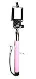Selfie Stick for iPhone 6 6s Plus 5 5s 5c 4 | Android Samsung Galaxy S5 S6 Note LG G4 HTC One M9 Nexus OnePlus 2 | Plug and Play Stik for Easy Fast Photos | Pink Handle