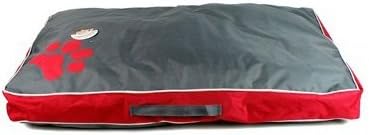 World of pets Sweet Dreams Red and Grey Waterproof cushion with Paw Print Design 85cm x 55cm