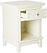Home Styles Arts and Crafts White Nightstand with Drawer, Pull-out Tray, and a Recessed Storage