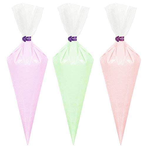 Disposable Piping Bags - Qozary 122 Icing Bags Set - 100 Disposable Pastry Bags & 12 Couplers & 10 Ties – Cupcake/Cake Decorating Supplies Kit for All Sized Tips (16-inch) …