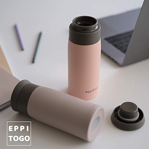 eppikan eppiToGo Edelstahl Thermobecher- Isolierbecher, Kaffee-to-go Becher, 350 ml, 500 ml Travel Mug, Autobecher, auslaufsicher mit hygienischer 360°-Trinköffnung (Powder Pink, 350 ml) – Bild 4