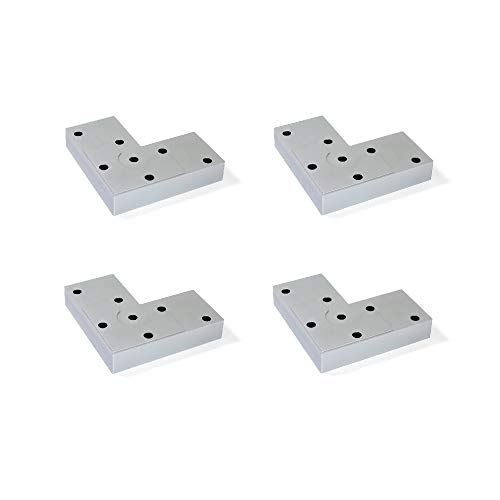 Emuca - Gambe per mobili, piedi per mobile in plastica colore grigio metallizzato, Set di 4 piedini di altezza 12mm
