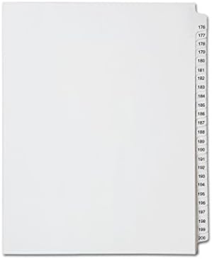All-State Collated Legal Index Dividers- Numbers 176 - 200, Letter Size, White, Mylar Tabs (1/Set)