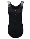 Doublju Women Sleeveless Lace High low Button Down Girlish Tank Top