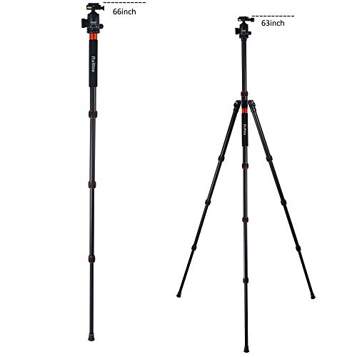 Ruittos Tripod, 63inch Camera Tripod Monopod with 360 Panoramic Ball Head, Aluminum Alloy Portable Compact Lightweight Tripod for DSLR/SLR Digital Cameras, Canon Rebel T6i Nikon D7000 Sony Alpha A7