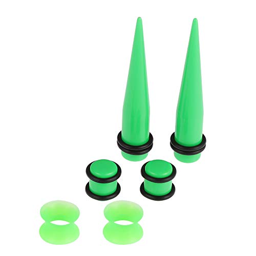 50 Pieces Ear Stretching Kit 14G-00G by JieyueJewelry - Acrylic Tapers and Plugs + Silicone Tunnels - Ear Gauges Expander Set Body Piercing Jewelry (Grass Green) - Thumbnail 4