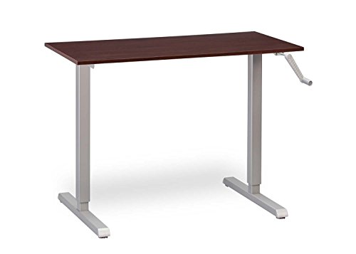 MultiTable Height Adjustable Crank Standing Desk with Silver Frame +
Small Desktop 24” x 40” x 3/4”, Espresso