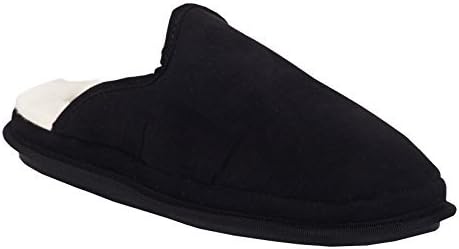 Aski Slippers Gil Corduroy Slippers for Men - Faux Fur with Memory Foam Cushioning Footwear Black
