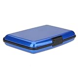 Waterproof Business Id Credit Card Wallet Holder Aluminum Metal Case Box (Blue)